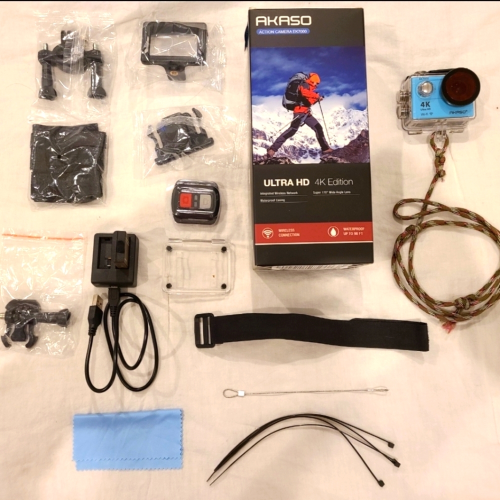 AKASO ultra HD 4k edition wide angle camera with waterproof casing & red filter
